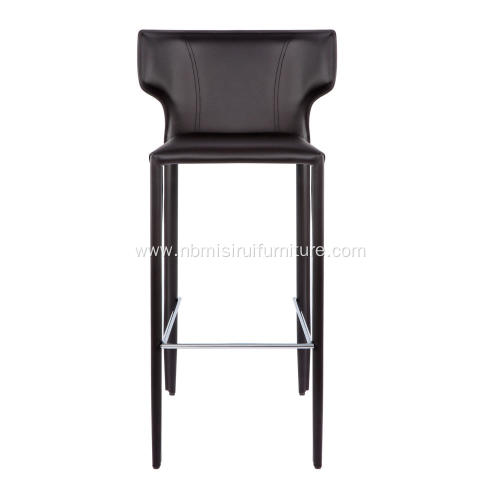 Italian minimalist saddle leather armrest bar stool